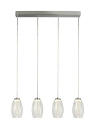 Ceiling Light Silver Cyclone 4 Led Bar Chrome Clear Glass Searchlight