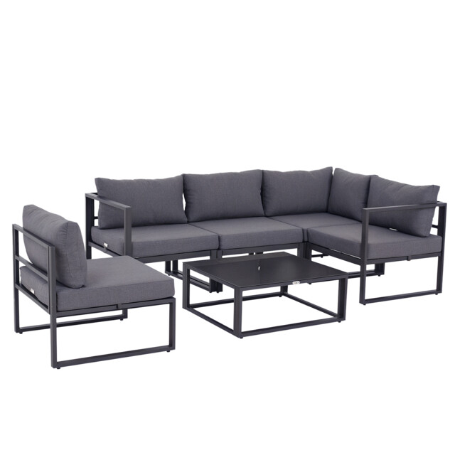 Outsunny 5 Seater Aluminium Garden Furniture Set W/ Table, Grey