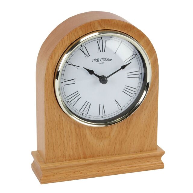 Small Arched Wooden Mantel Clock - Light Wood Desk / Table Clock