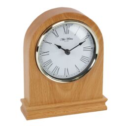 Small Arched Wooden Mantel Clock - Light Wood Desk / Table Clock