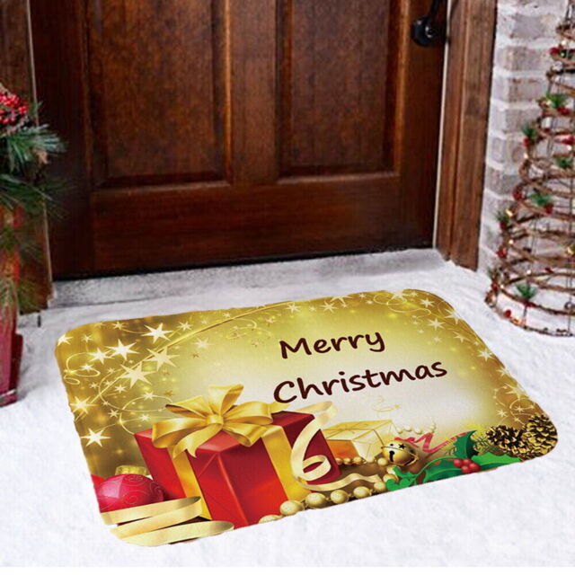 Tts Merry Christmas Door Mat Gold Floor Mat Non Slip Xmas Rug Kitchen
