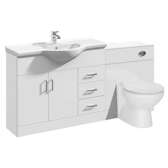 Vanity Unit Combined Sink Toilet Bathroom Suite Furniture Set Pan