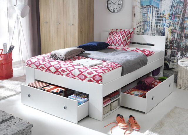 Great Double Bed With Shelfs And Drawers, Spacious And Comfortable,