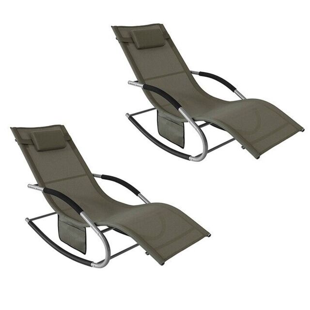 Sobuy Set Of 2 Sun Lounger Garden Chair Recliner 150kg