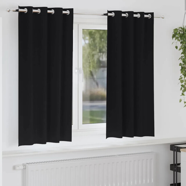 Curtains With Curtains 2 Pcs Black Polyester Vidaxl