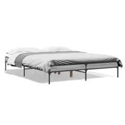 Bed Frame Grey Sonoma 140x200 Cm Engineered Wood And Metal Vidaxl