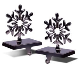 Christmas Stocking Holder Snowflake Silver Metal Hangers Fireplace