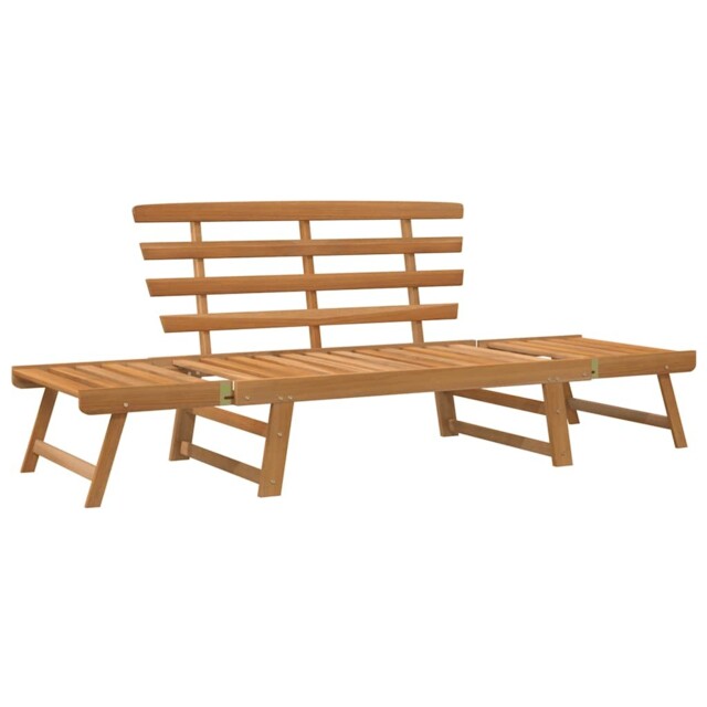 Solid Acacia Wood Garden Bench 2-in-1 Patio Sunbed Brown/brown And