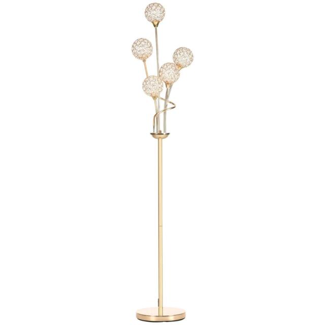 Homcom Modern Floor Lamp W/ K9 Crystal Shade, 5 Light, For Living