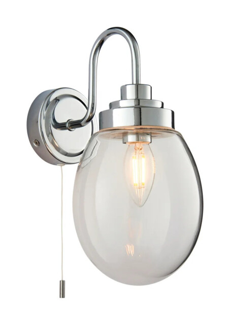 Wall Light Silver Hampton Ip44 Chrome Clear Glass Endon 76304