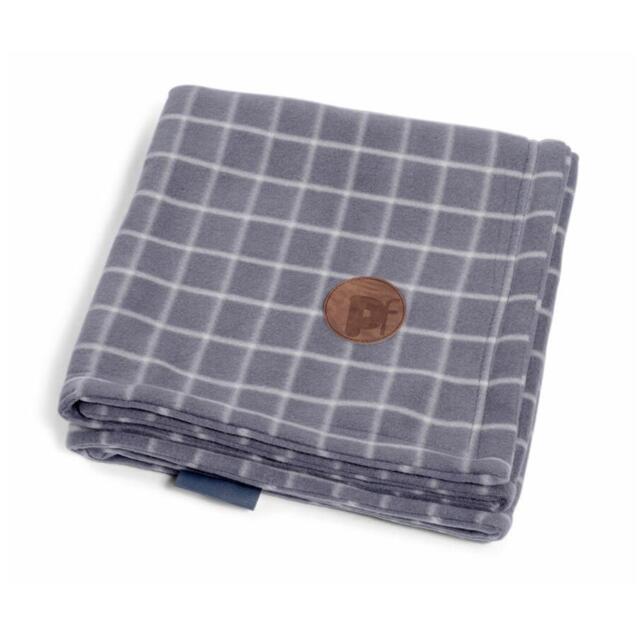 Pet Blanket Reversible Fleece Grey Window Pane Machine Washable Dog