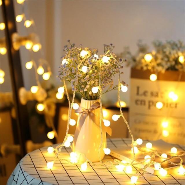 Zorela 15m/49ft 100 Led Globe Fairy String Lights, Warm White, Remote