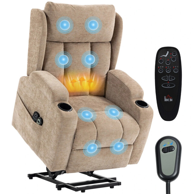Power Recliner Chair W/ Massage And Heat, Electric Lift Chair, Brown