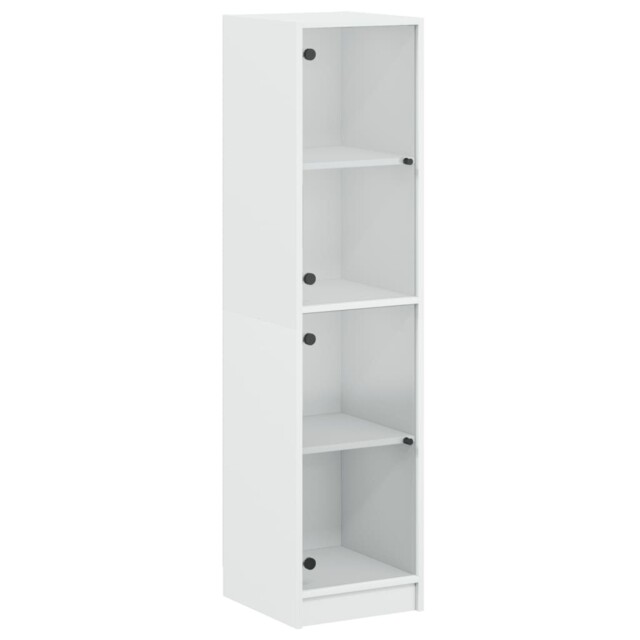 Highboard With Glass Doors Tall Sideboard Cupboard Storage Cabinet