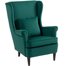 Homcom Modern Accent Chair, Upholstered Wingback Armchair With Wood