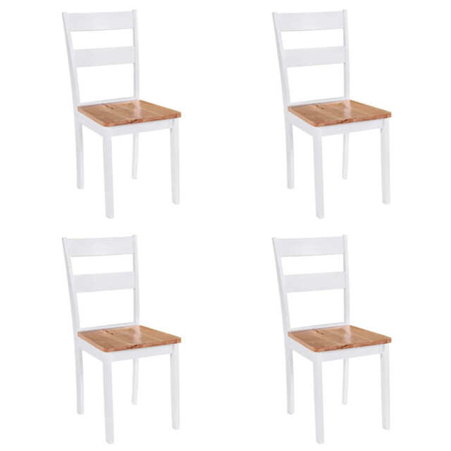 Dining Chairs 4 Pcs White Solid Rubber Wood Vidaxl