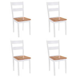 Dining Chairs 4 Pcs White Solid Rubber Wood Vidaxl