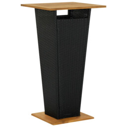 Bar Table Black 60x60x110 Cm Poly Rattan And Solid Acacia Wood Vidaxl