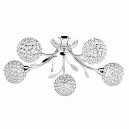 Bellis Ii Chrome 5 Way Ceiling Light Clear Glass / Crystal Shades