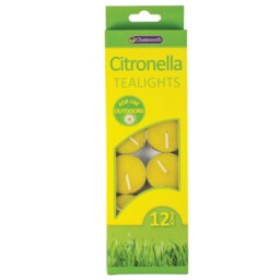 Chatsworth Pack 12 Citronella Tea Light Scented Candles Bug Insect