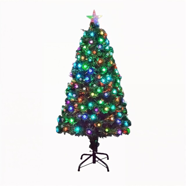 Christmas Tree Pre-lit Green Fiber Optic Led Lights Xmas Home Festive