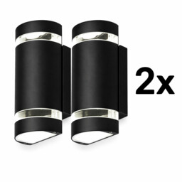 Kanlux Zew Gu10 Up Down Wall Light Ip44 Round Shape + Warm White Bulbs
