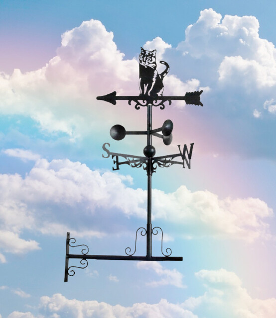 Metal Weathervane Cat Christmas Gift Sculpture Garden Ornament