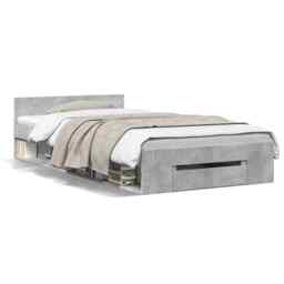Bed Frame With Drawer Concrete Grey 100x200 Cm Engineered Wood Vidaxl
