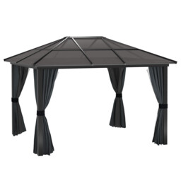 Aluminium Black Gazebo 3.6m X 3m Hardtop Canopy With Polycarbonate