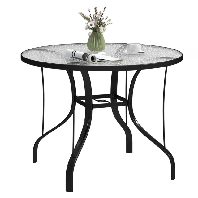 Round Outdoor Dining Table With Parasol Hole Garden Patio Table