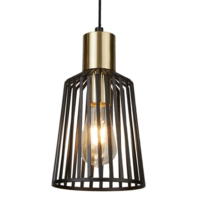 Led 16cm Black/gold Bird Cage Frame Ceiling Pendant Home Lighting