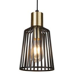 Led 16cm Black/gold Bird Cage Frame Ceiling Pendant Home Lighting