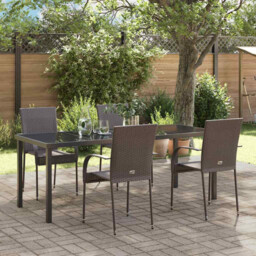 Garden Dining Set 3pc Brown Poly Rattan With Black Powder-coated Steel