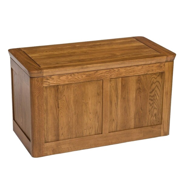 Large Blanket Box, Solid Oak Wooden Storage With Lid, Toy Storage
