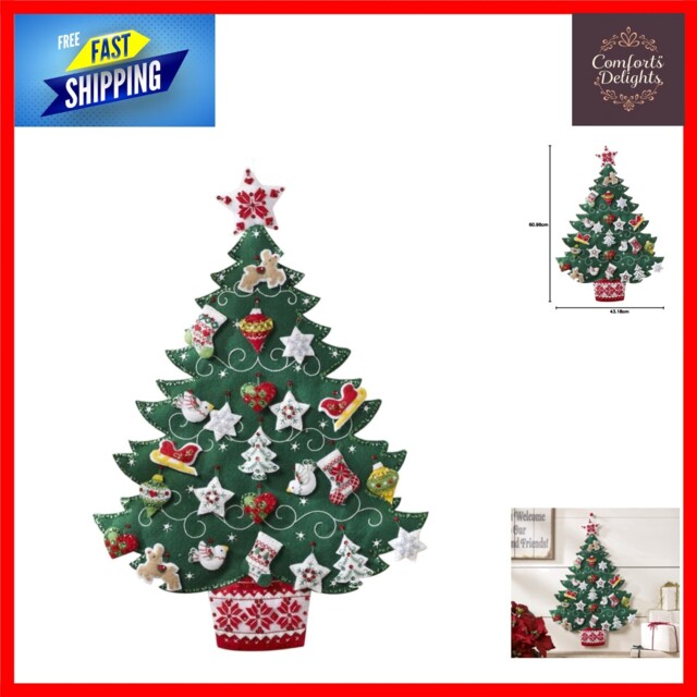 Create A Festive 17x24 Nordic Tree Advent Calendar - Felt Applique Kit