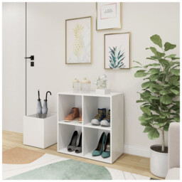 Shoe Cabinet White Engineered Wood 105x35.5x70 Cm Slim Hall Storage