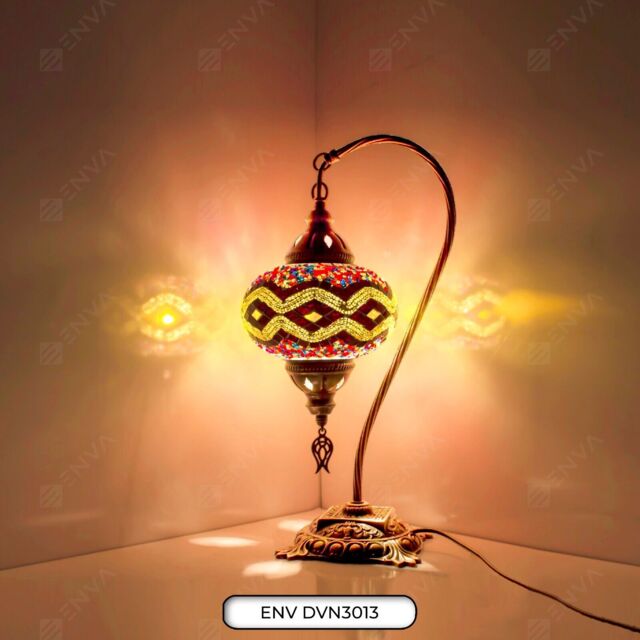 Turkish Moroccan Colourful Mosaic Lamp Light Tiffany Glass Desk Table