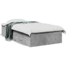 Bed Frame With Drawers Concrete Grey 100x200 Cm Engineered Wood Vidaxl