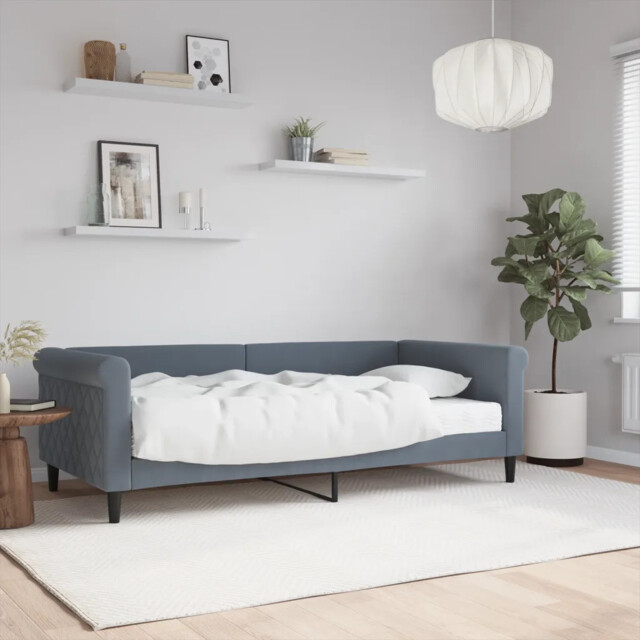 Daybed With Mattress Blue Dark Grey 90x190 Cm Velvet Vidaxl