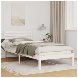 Bed Frame Solid Pine Wood White 90x220cm Platform Slatted Headboard