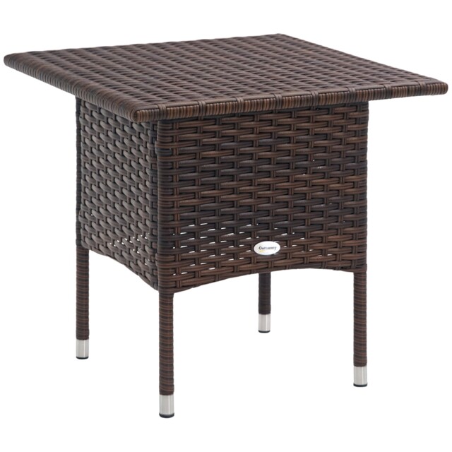 Outsunny Pe Rattan Outdoor Coffee Table, Easy Match Rattan Side Table,