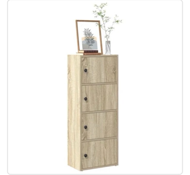 📚 Vidaxl Sonoma Oak Bookcase Storage Cabinet 40x24x102cm 4 Door