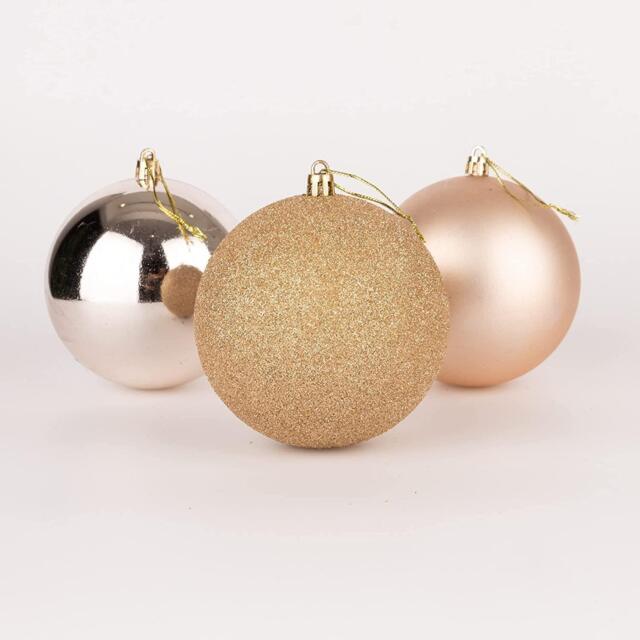 6x Christmas Baubles Tree Ornament Champagne Gold Balls Hanging