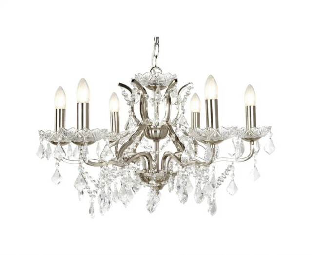 Ceiling Light Silver Paris 6 Satin Searchlight 8736-6ss