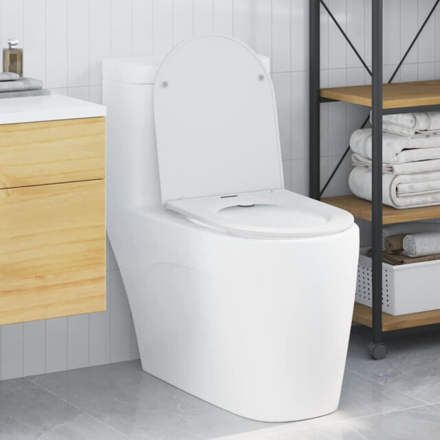 Toilet Seat White Duroplast 47x36cm Soft Close Quick Fit Modern Toilet