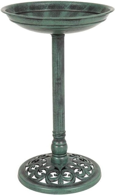 Bird Bath Traditional Patio Outdoor Garden Pedestal Ornament Birds