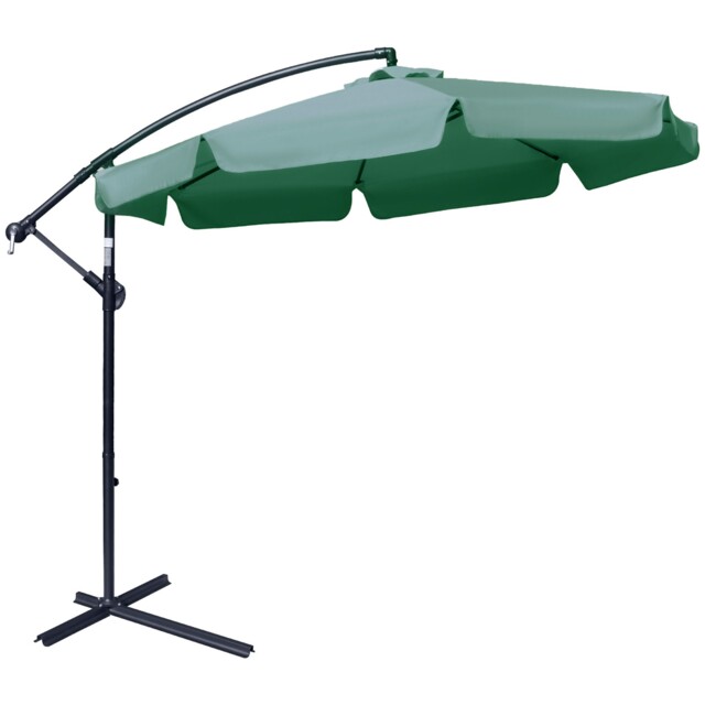 2.7m Garden Banana Parasol Cantilever Umbrella With Crank Green