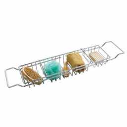 Extandable Chrome Over Bath Rack Shower Tray Tub Caddy 3compartment