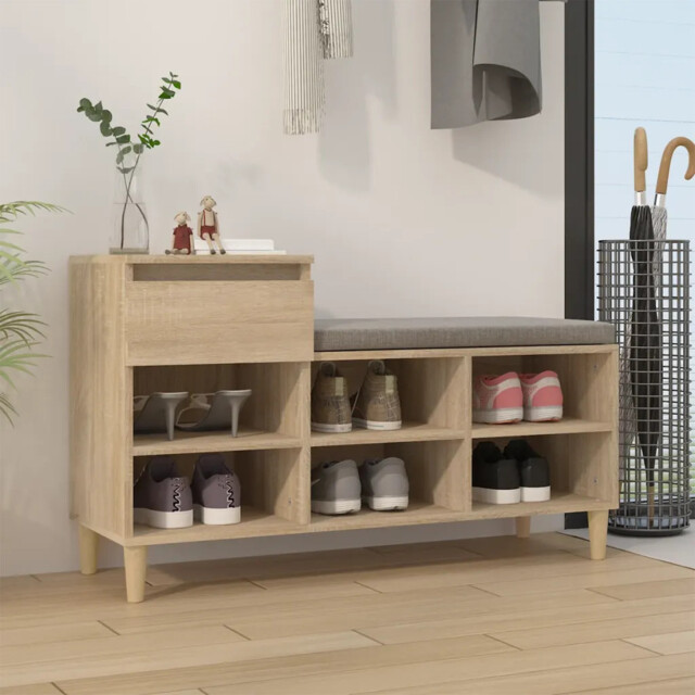 Shoe Cabinet Sonoma Oak 102x36x60 Cm Engineered Wood Vidaxl