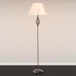 Floor Lamp Kingswood Traditional Barley Twist Shiny Gunmetal Natural